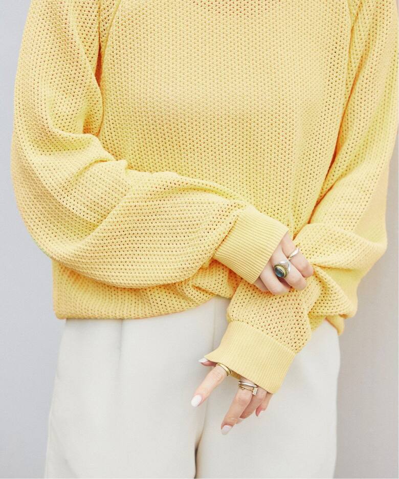洗えるニット】COTTON LIKE 透かし編み メッシュプルオーバーニット 