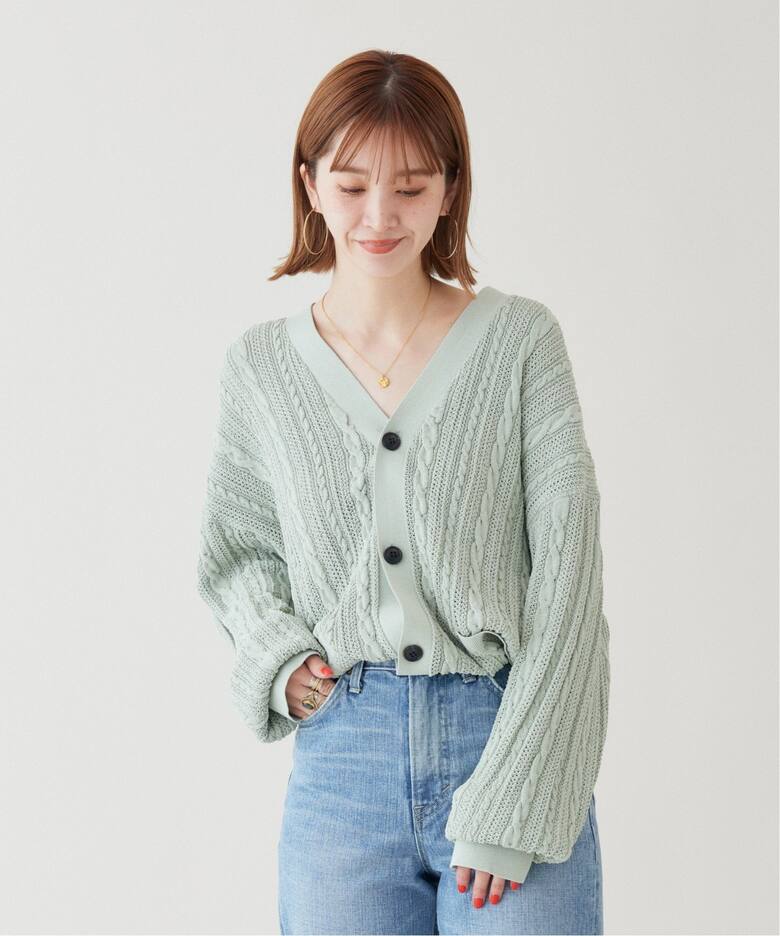 洗えるニット】COTTON LIKE 透かし編み メッシュニットカーディガン 