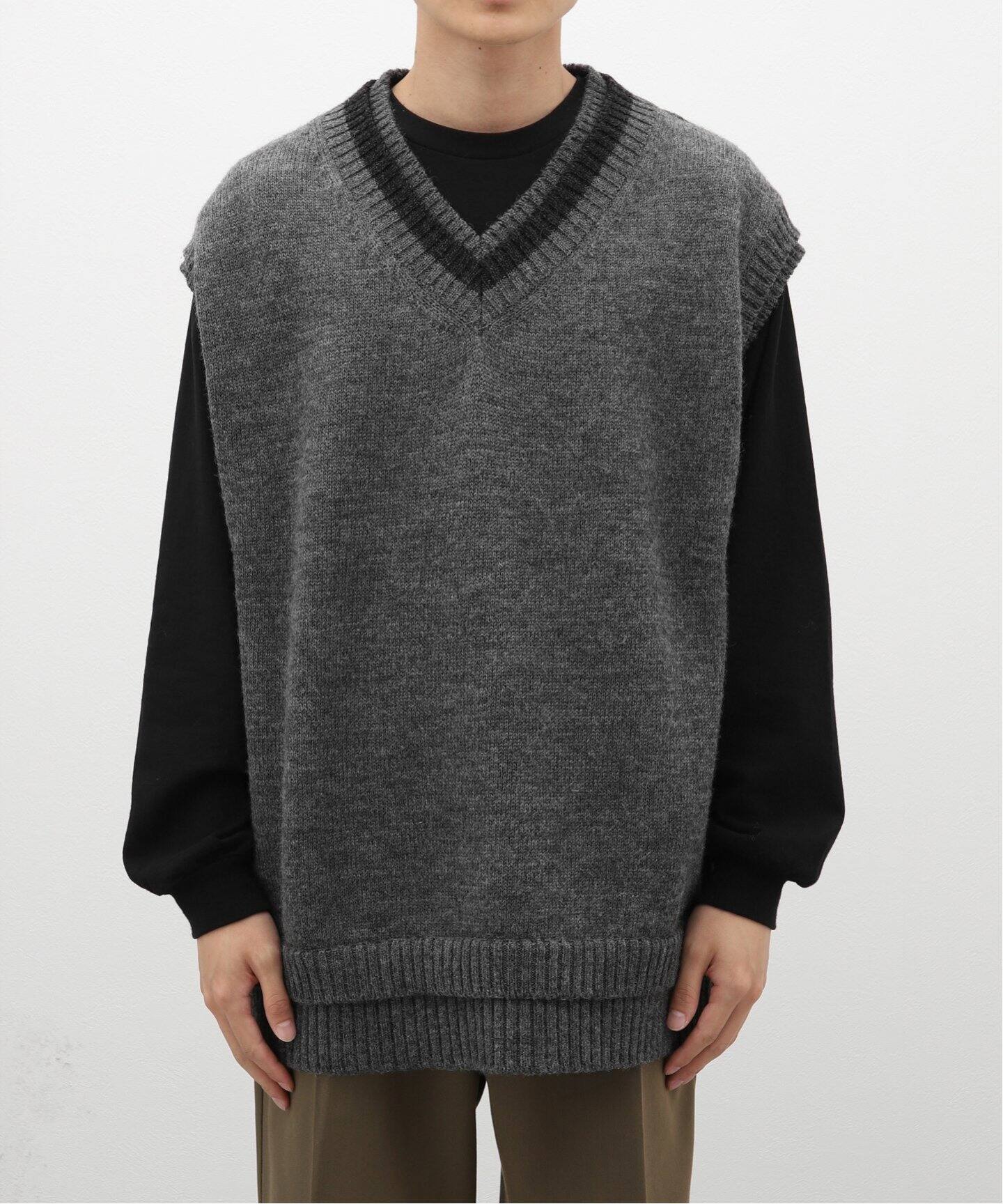 Name./ネーム】 FAKE RAYERED TILDEN KNIT VEST（ニット／セーター 