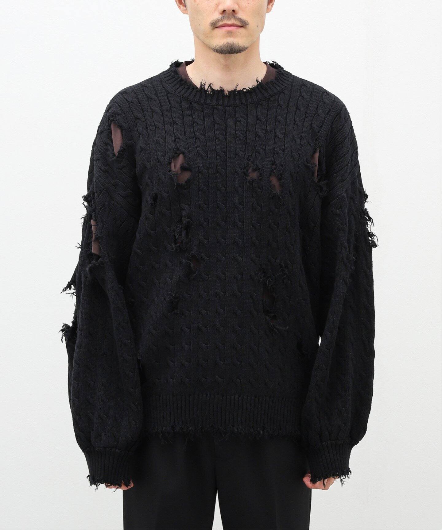 DISCOVERED / ディスカバード】 CABLE DAMAGE KNIT（ニット／セーター 