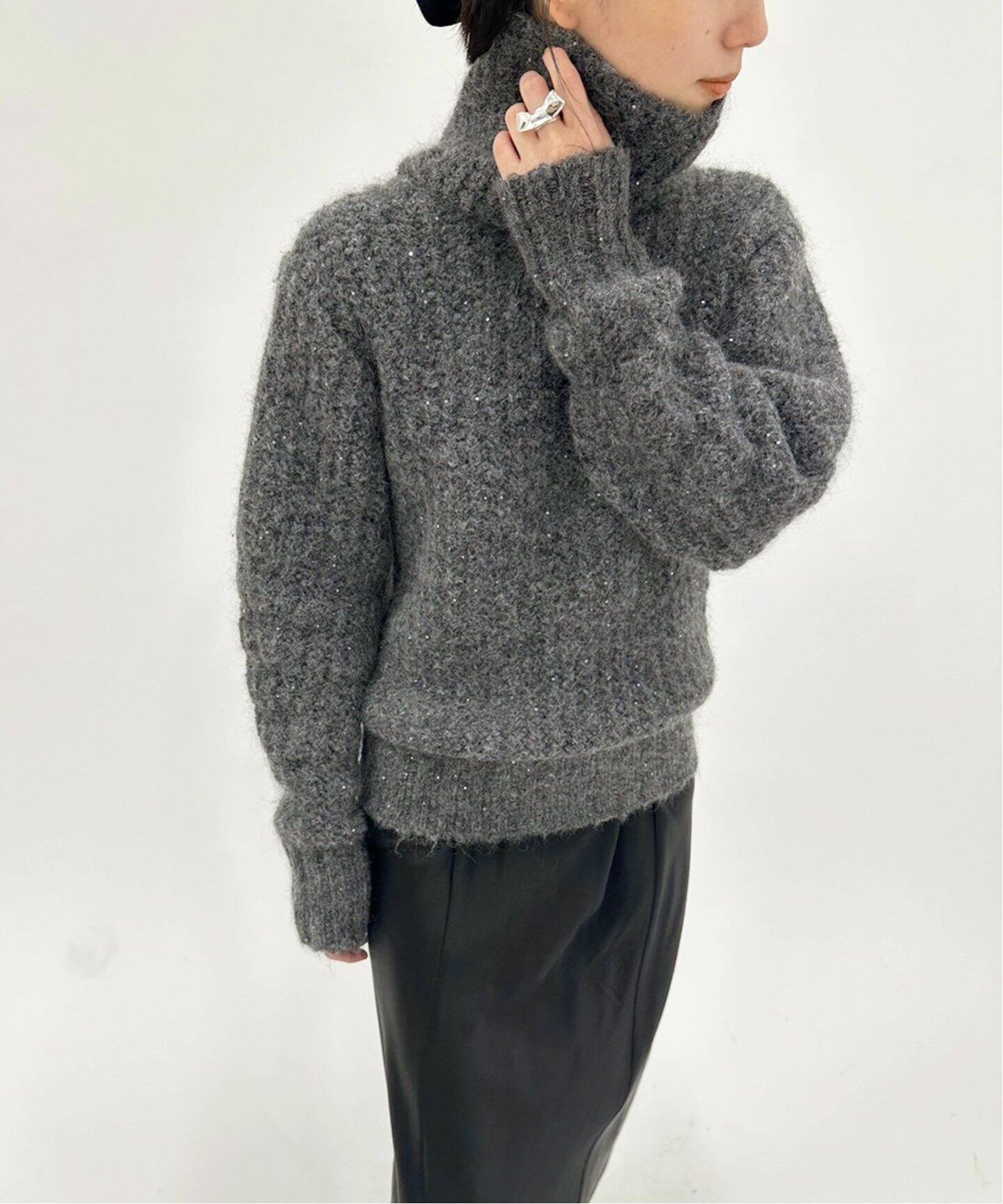 EDIT. FOR LULU スパンコール　タートルプルオーバー EDIT. FOR LULU スパンコール タートルプルオーバー