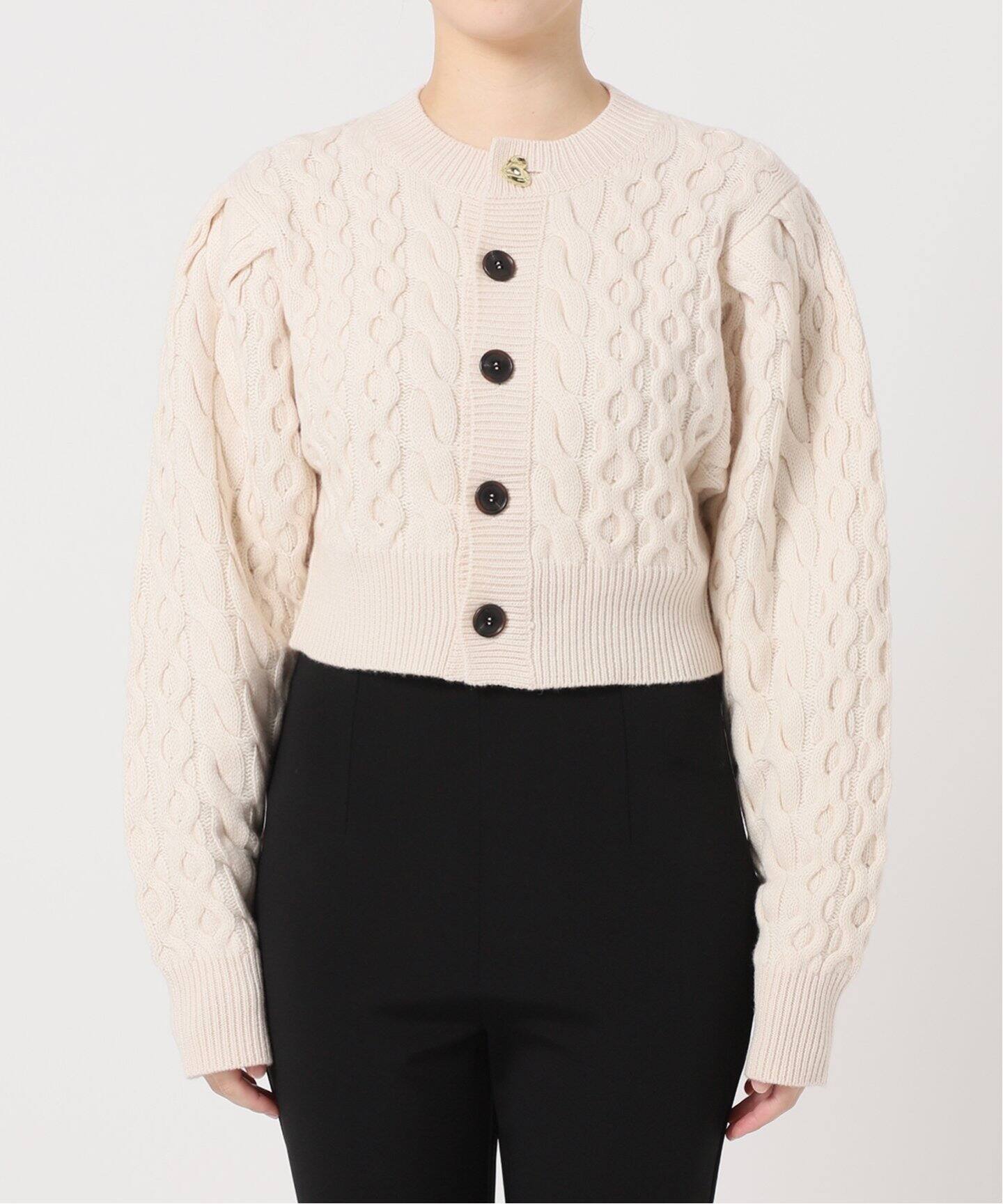 VIVIANO / ヴィヴィアーノ】2 tone Cropped Cardigan（ニット 
