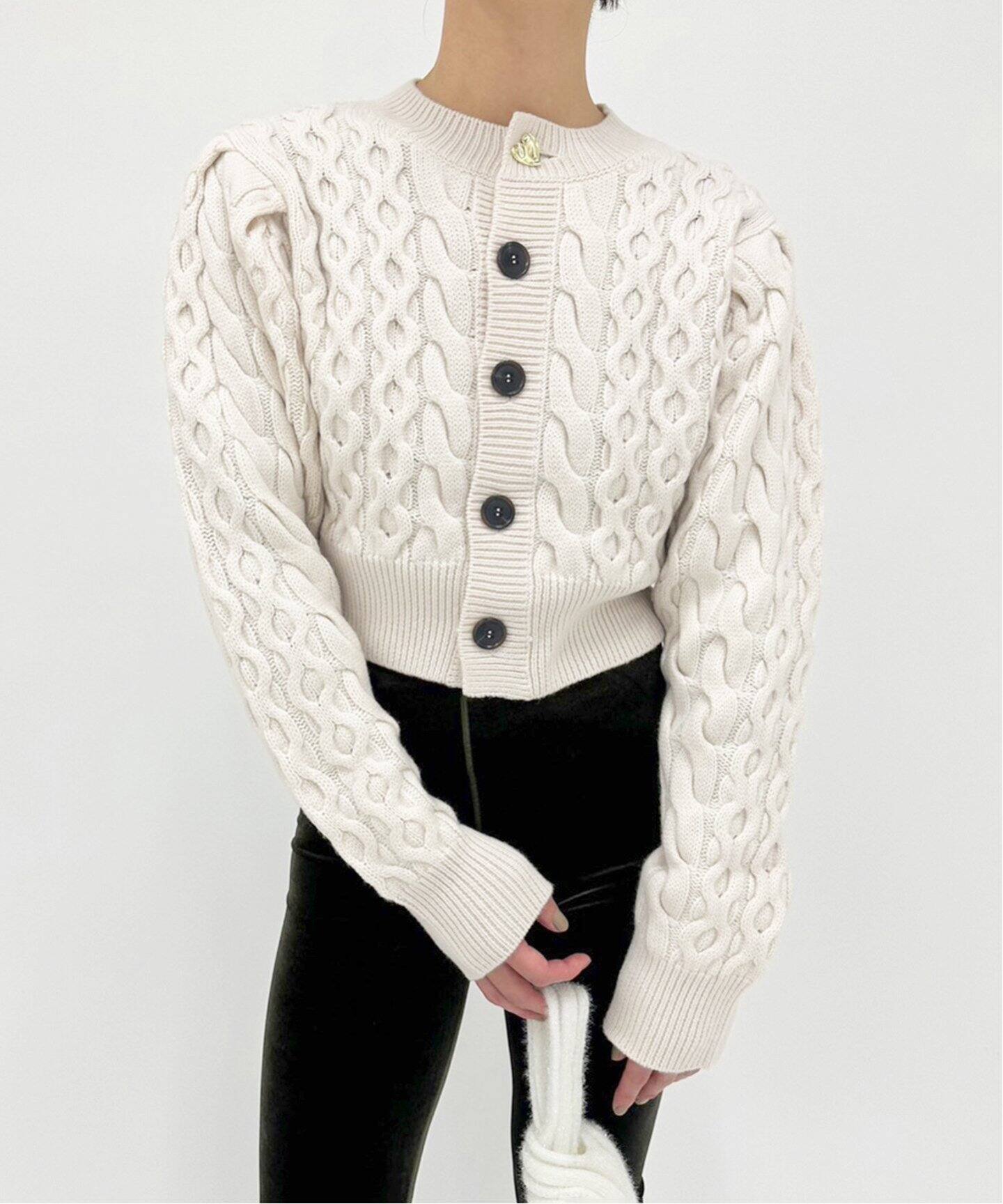 VIVIANO / ヴィヴィアーノ】2 tone Cropped Cardigan（ニット 