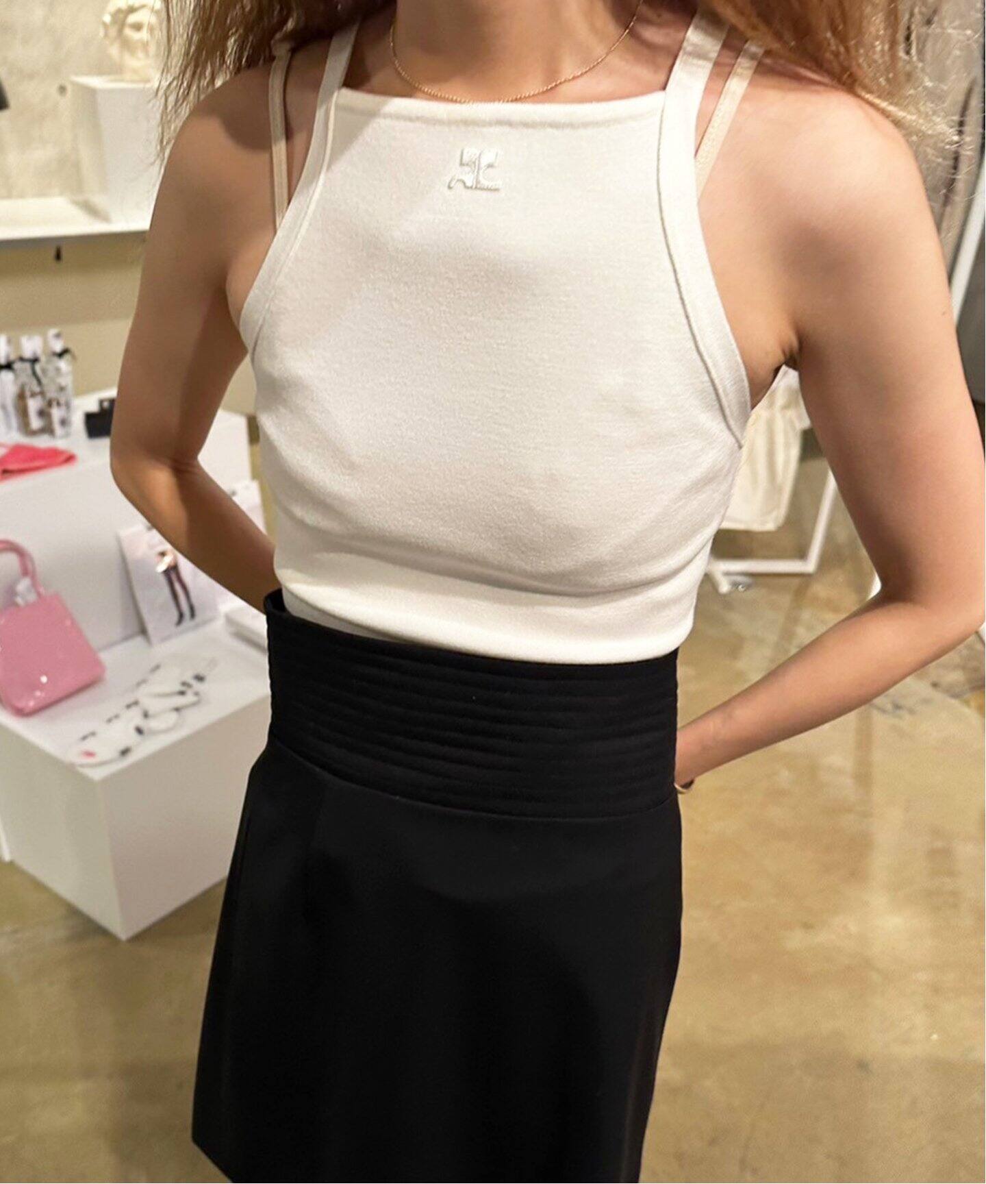 COURREGES/クレージュ】NECKLINE MILANO KNIT タンクトップ（タンク 