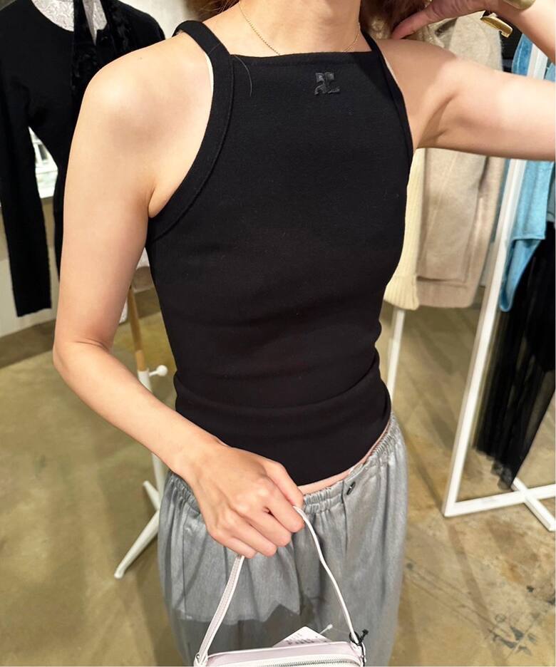 COURREGES/クレージュ】NECKLINE MILANO KNIT タンクトップ（タンク 