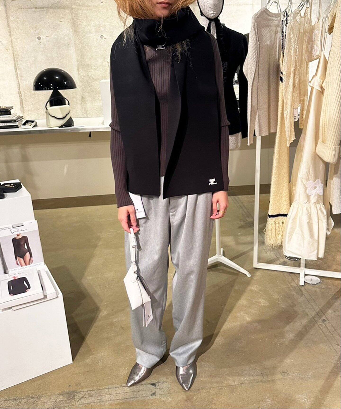 COURREGES/クレージュ】MOCKNECK RIB KNIT SWEATER（ニット／セーター  