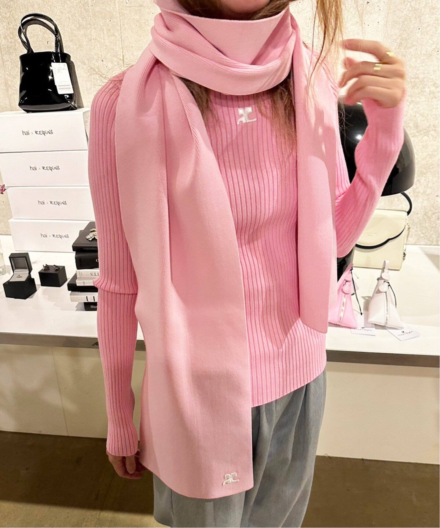 COURREGES/クレージュ】MOCKNECK RIB KNIT SWEATER（ニット／セーター 