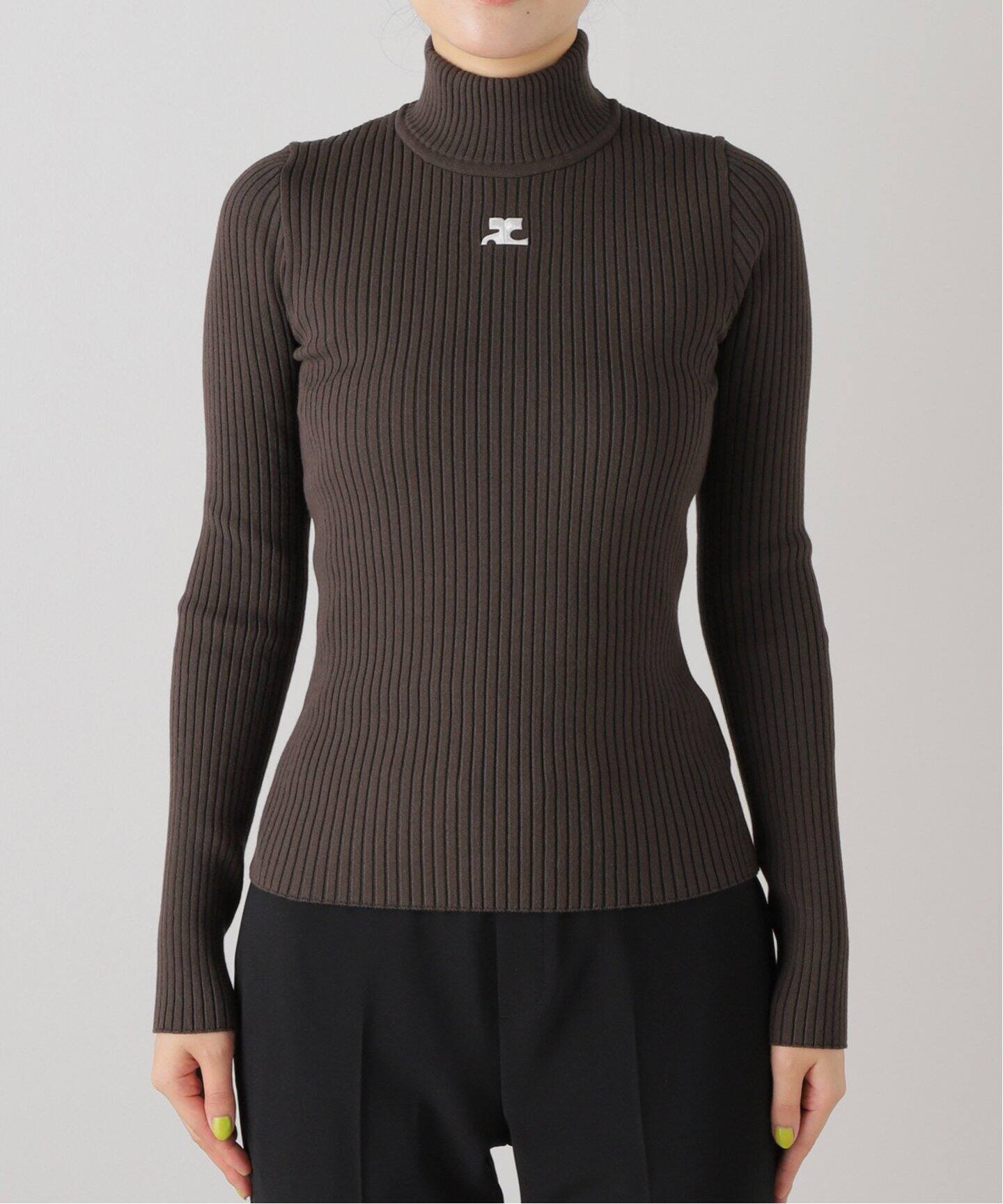 COURREGES/クレージュ】MOCKNECK RIB KNIT SWEATER（ニット／セーター  