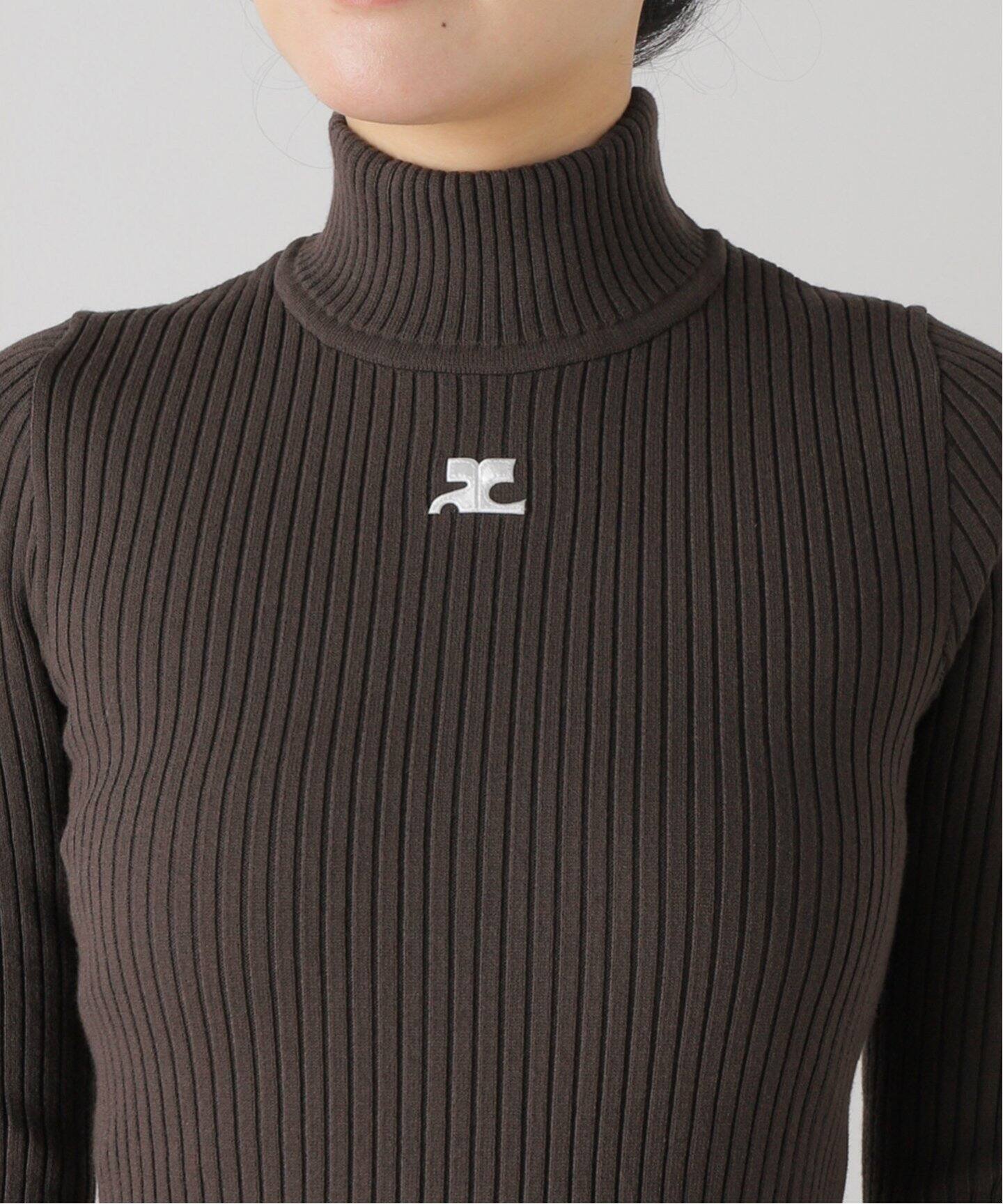 COURREGES/クレージュ】MOCKNECK RIB KNIT SWEATER（ニット／セーター 