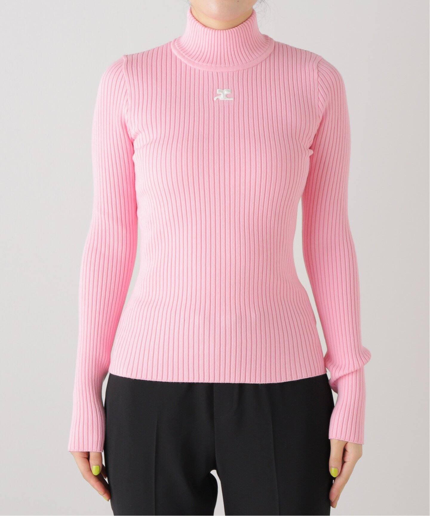 COURREGES/クレージュ】MOCKNECK RIB KNIT SWEATER（ニット／セーター  