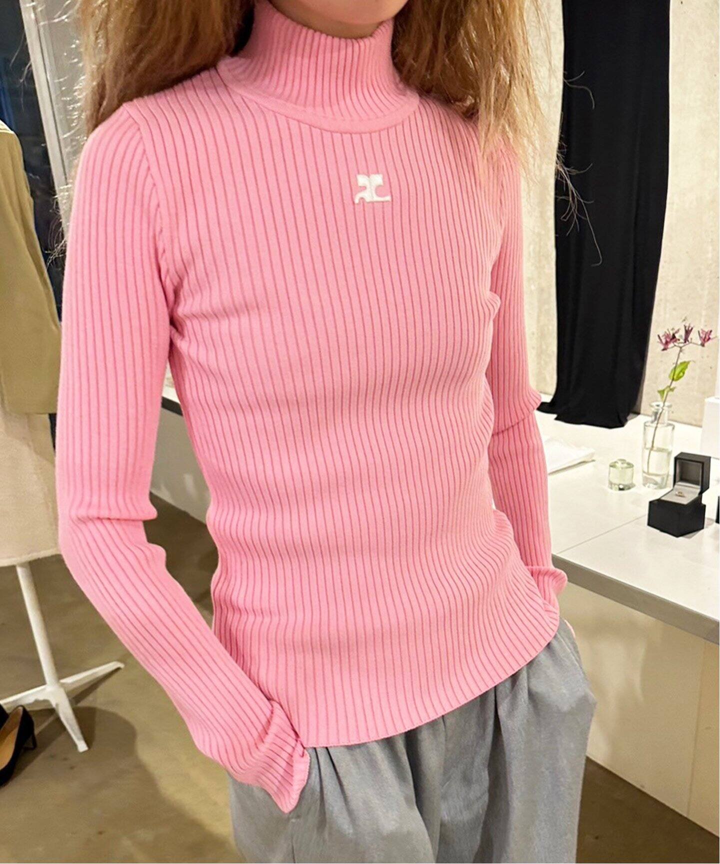 COURREGES/クレージュ】MOCKNECK RIB KNIT SWEATER（ニット／セーター  