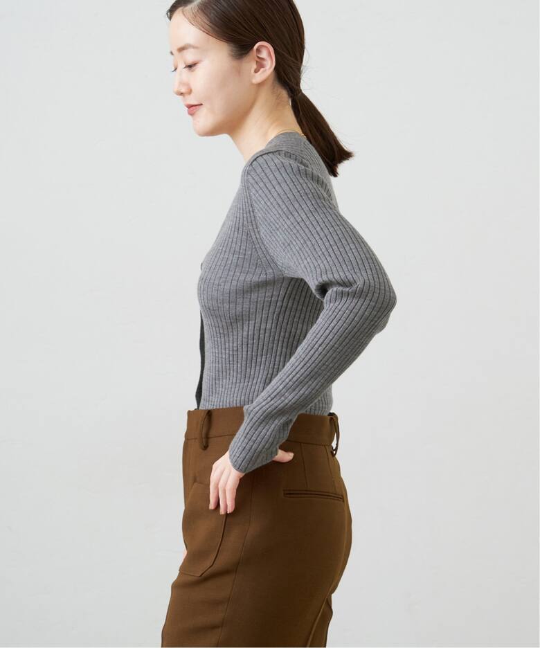 Jesi ワイドリブ Vネックカーディガン（カーディガン）｜IENA（イエナ  