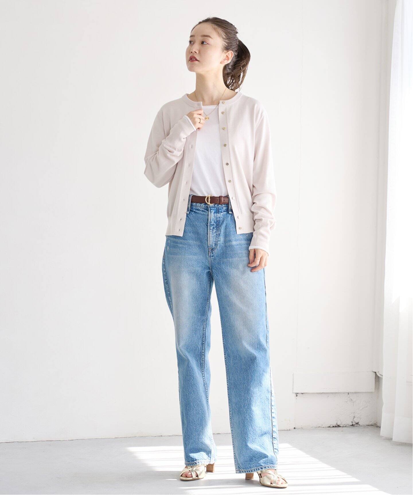 ESPOIR ウォッシャブルクルーネックカーディガン（カーディガン