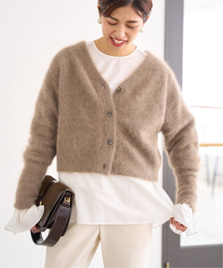 428t*美品 イエナ IENA ウール fluffyファーカーディガン. IENAfulffy  