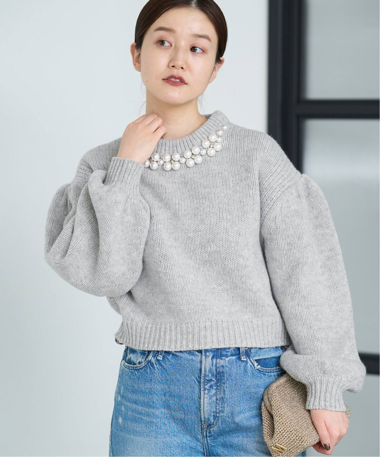 パールネックニットプルオーバー（ニット／セーター）｜IENA（イエナ  