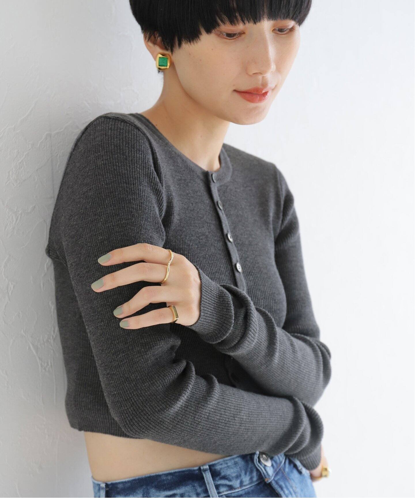 AURALEE/オーラリー】SUPER FINE HG RIB ショートカーディガン  