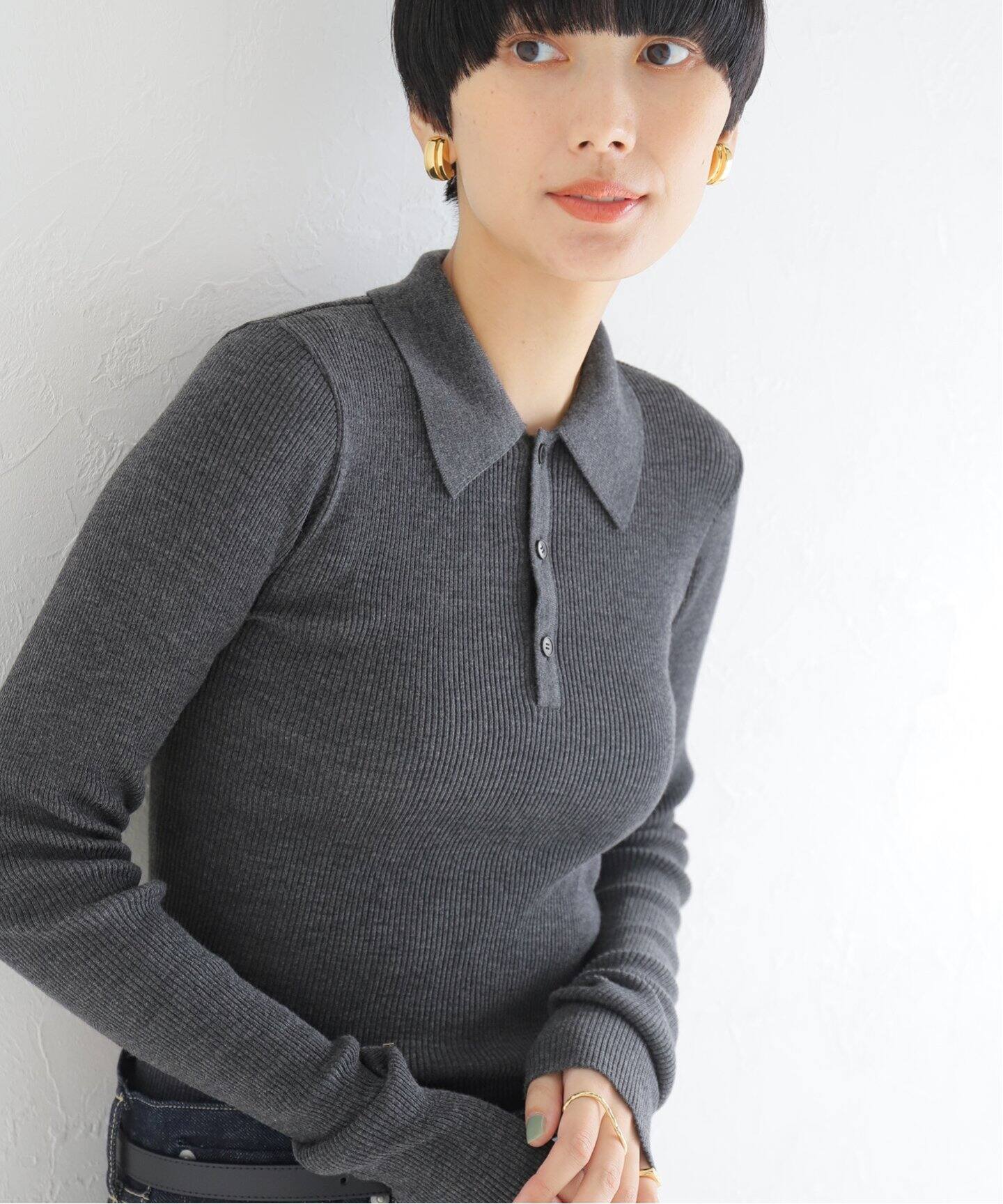 AURALEE/オーラリー】SUPER FINE HG RIB POLO ニットプルオーバー  