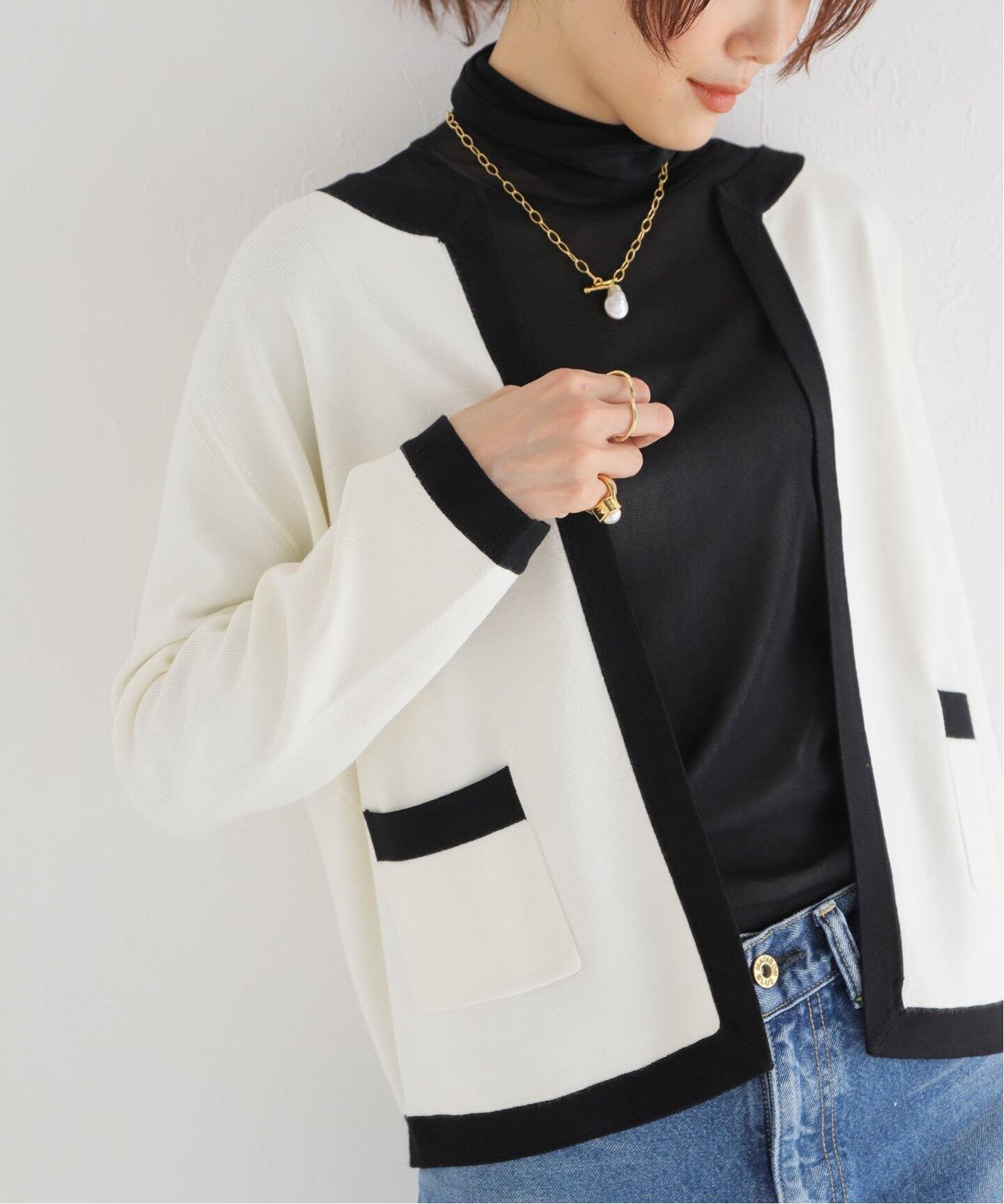 MADISONBLUE/マディソンブルー】NO COLLAR SHORT JK カーディガン 