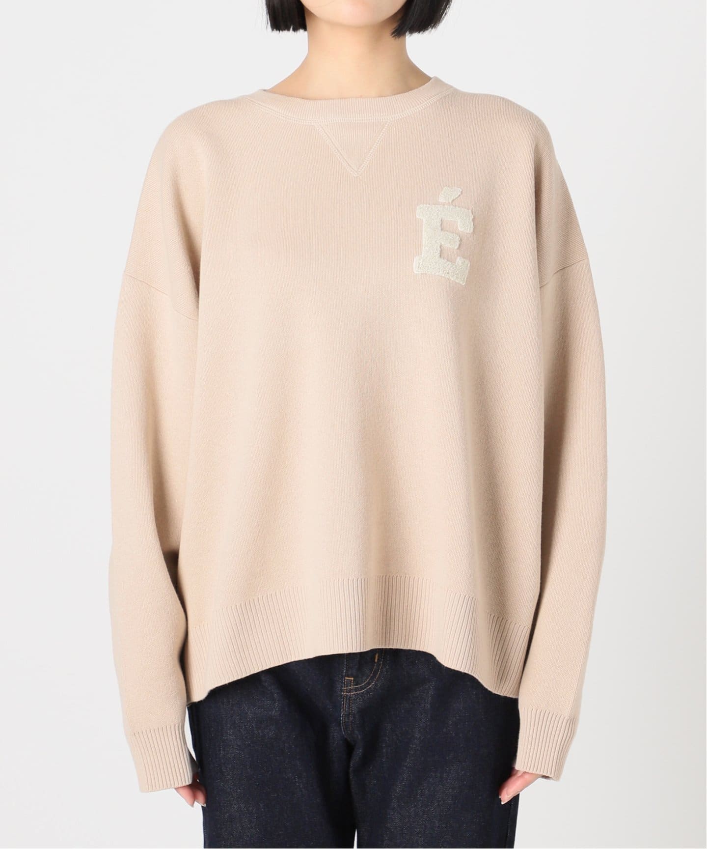 SLOBE IENA ベージュ クルーネックスウェット Collegiate Pacific SLOBE別注 ショートスウェット（スウェット