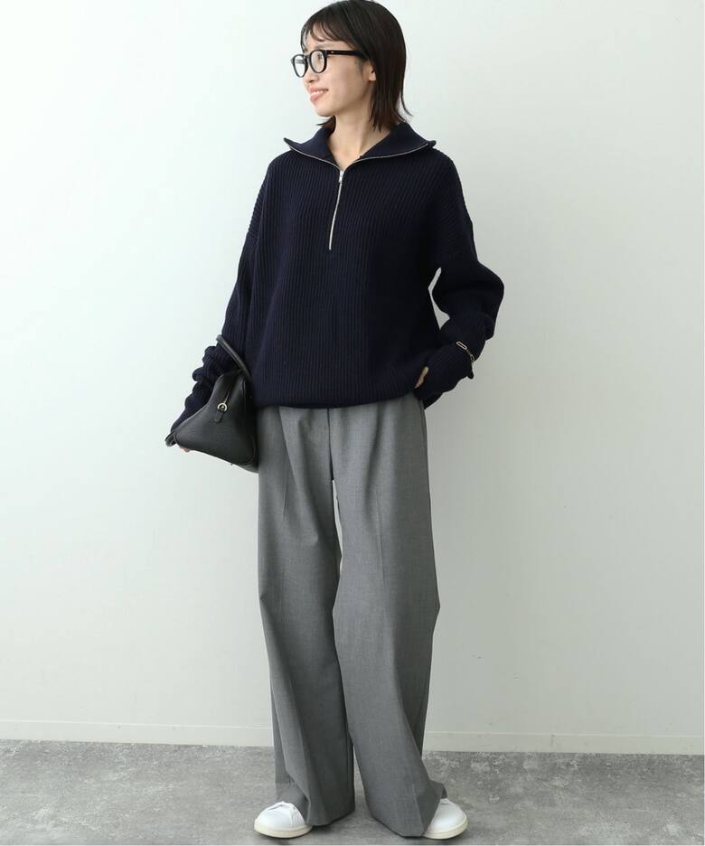 追加2》French wool畦ハーフジップニットプルオーバー（ニット  