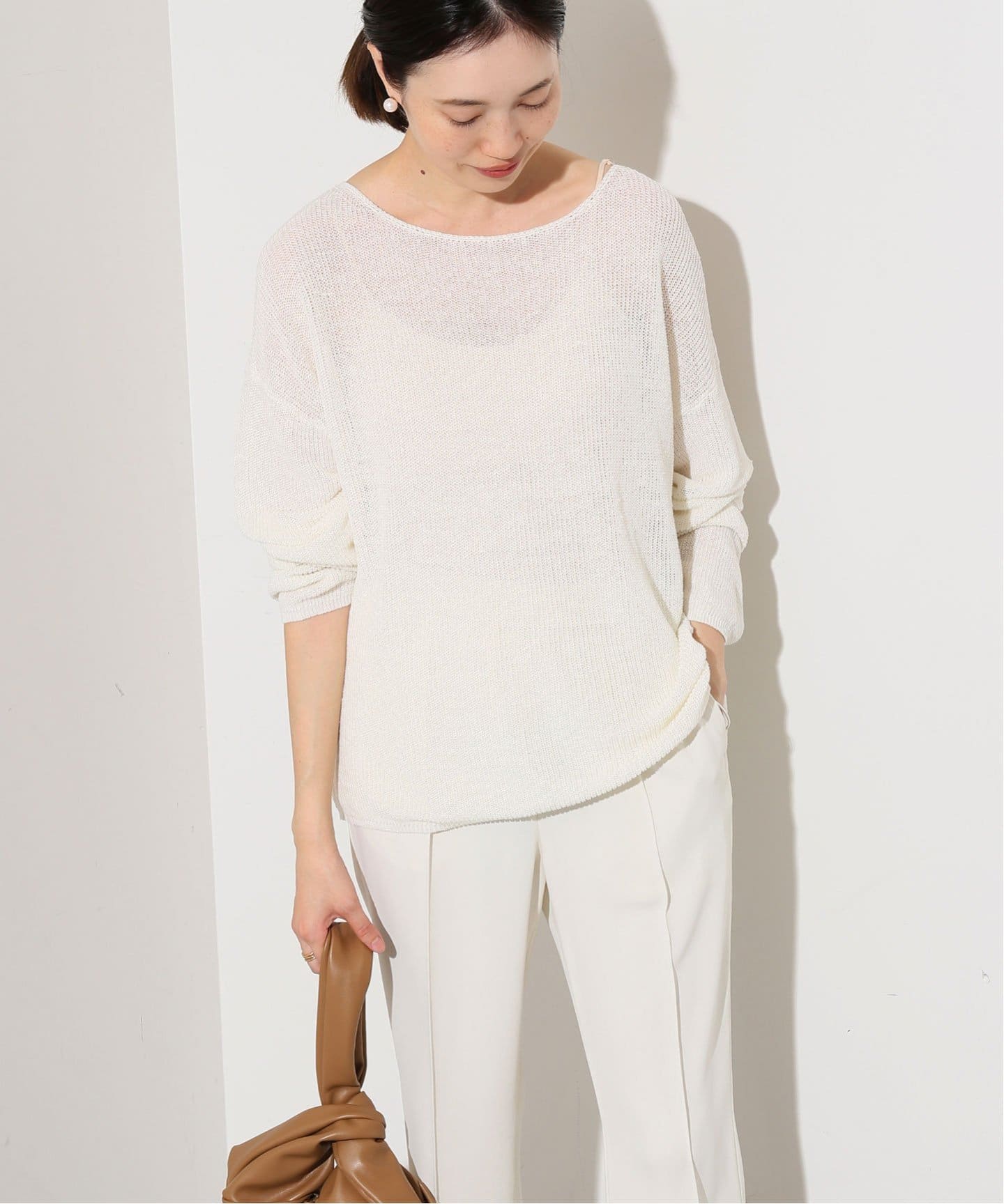 新品⭐︎リネン混ボートネックニット 追加3》リネン混ボートネックニット（ニット／セーター）｜SLOBE
