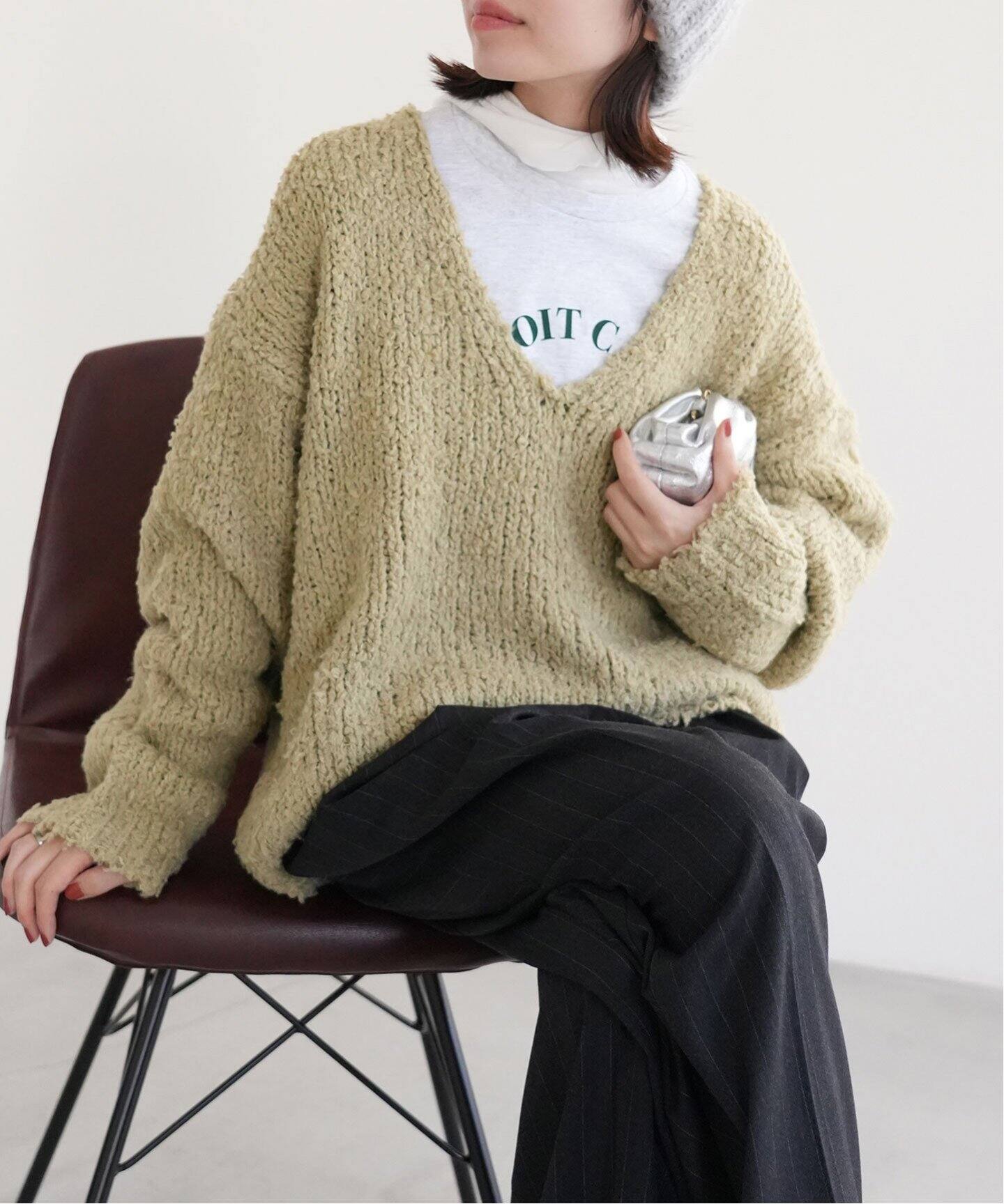 W/Ry ローゲージVネックニット（ニット／セーター）｜SLOBE IENA  