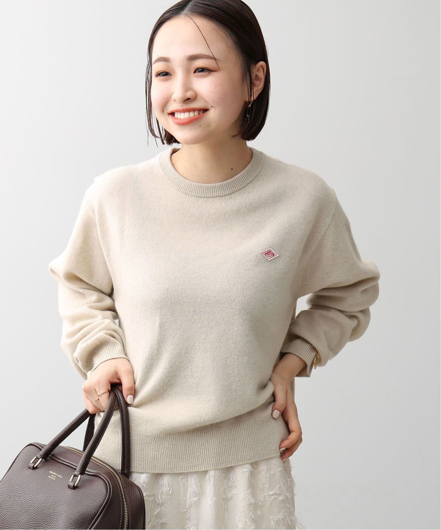 【新品未使用】タグ付き　ダントン　ウールセーター　36 クリーム DANTON/ダントン】 LAMS WOOL PO（ニット／セーター）｜SLOBE IENA