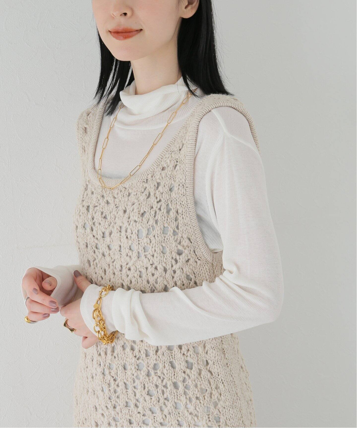 AMOMENTO / アモーメント】クロシェニットドレス（ニット／セーター  