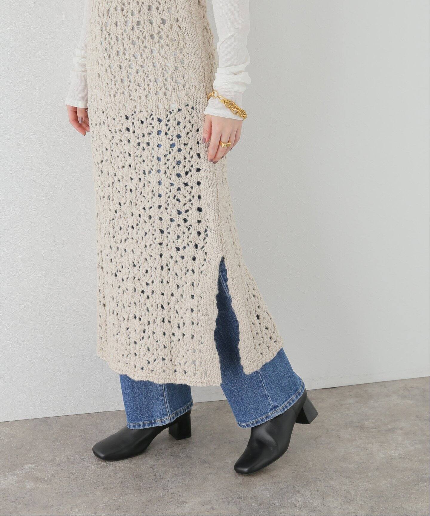 AMOMENTO / アモーメント】クロシェニットドレス（ニット／セーター  