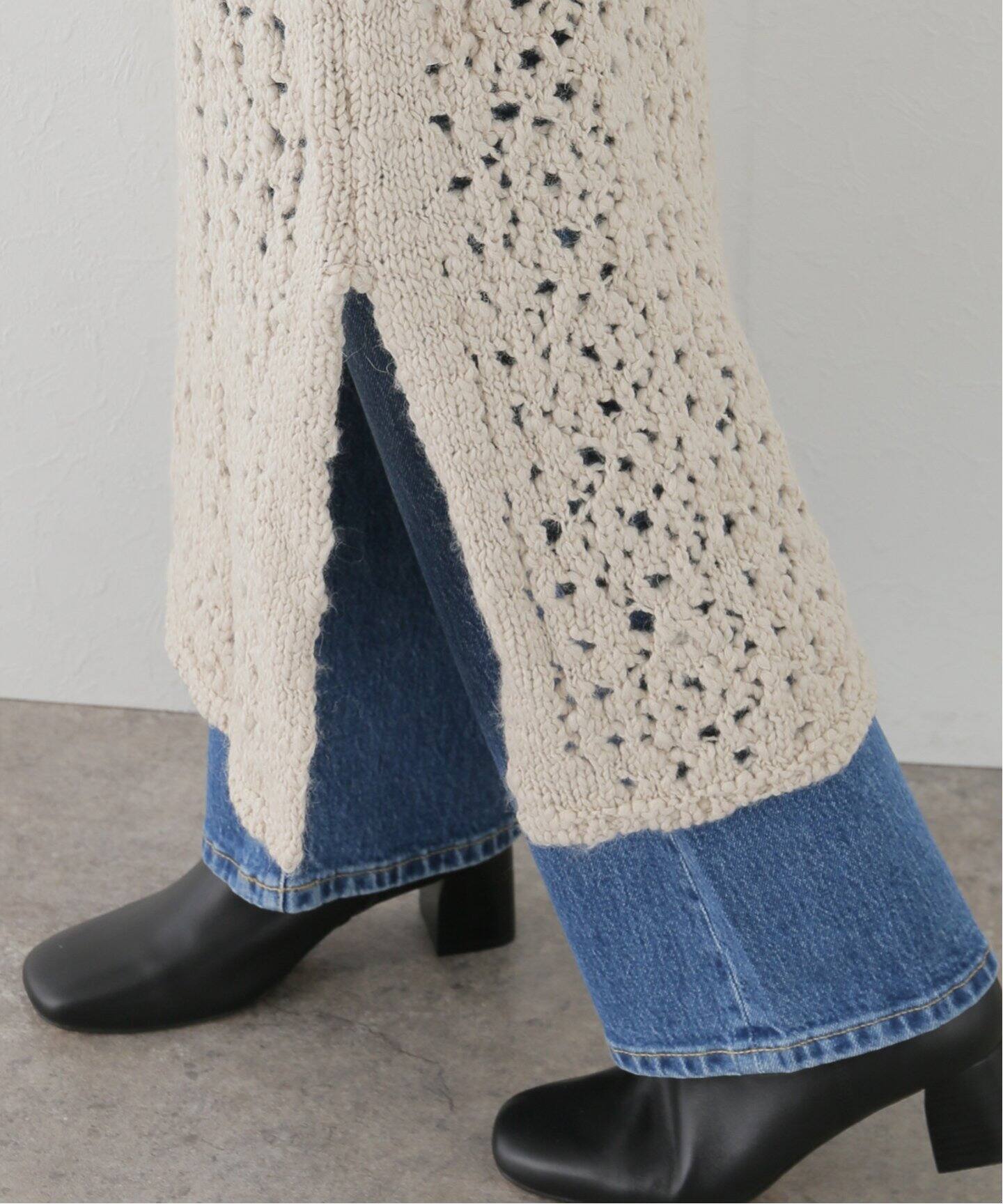 AMOMENTO / アモーメント】クロシェニットドレス（ニット／セーター  