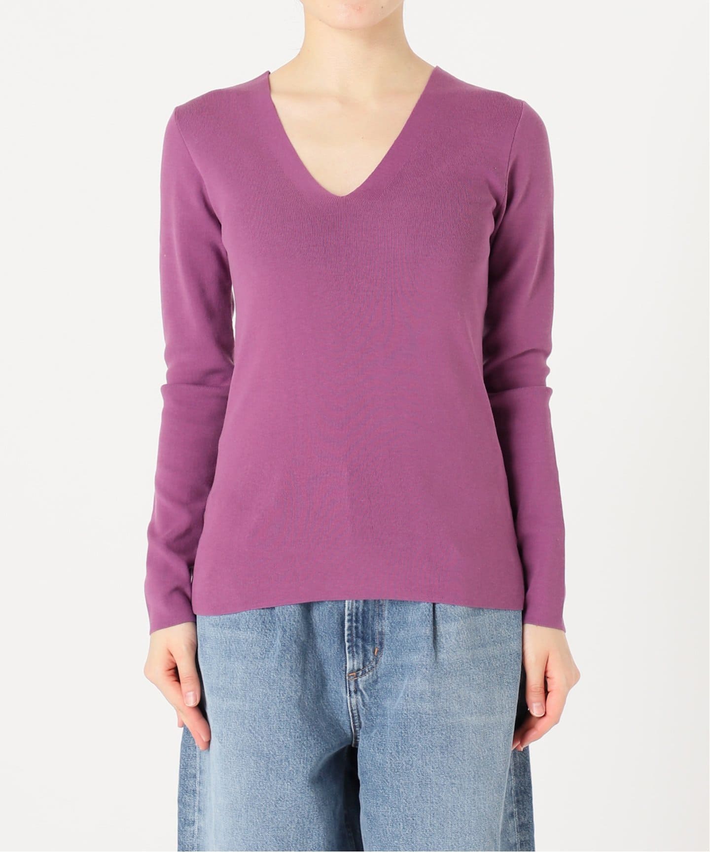 IENA LA BOUCLE AZZURRA 総針Vネックプルオーバー（ニット