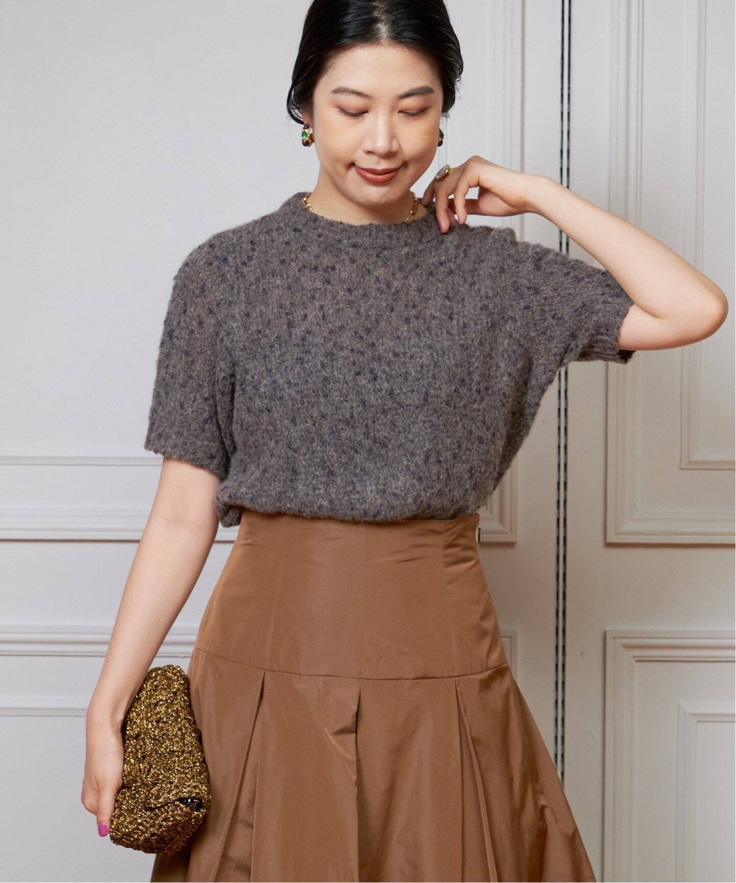 IENA LA BOUCLE OPIUM ショートスリーブニットプルオーバー（ニット 