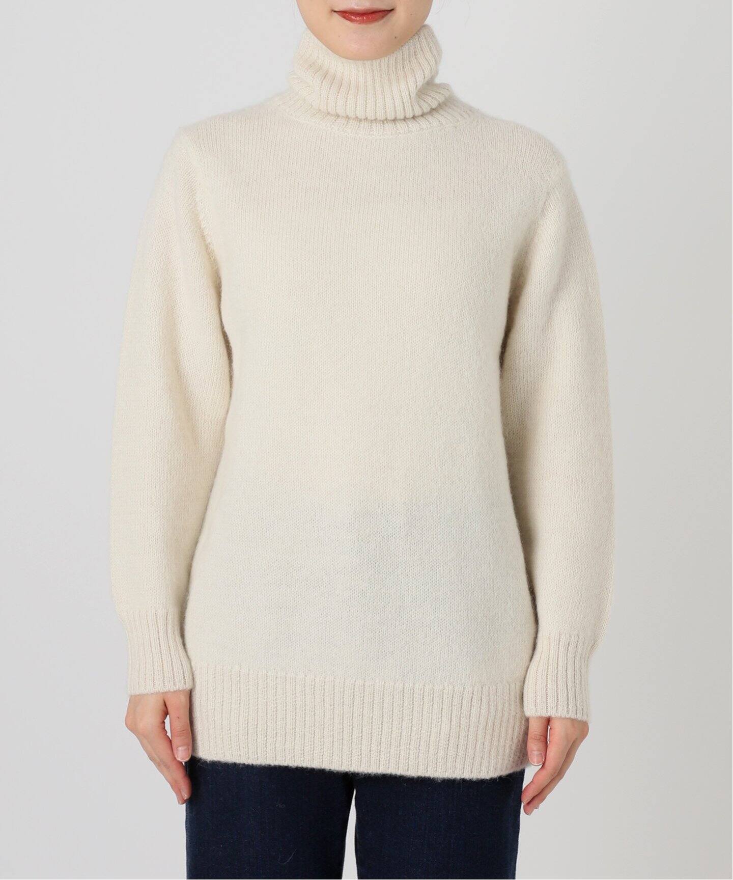 IENA☆LA BOUCLE ドットチュールタートルネックプルオーバー☆ホワイト  