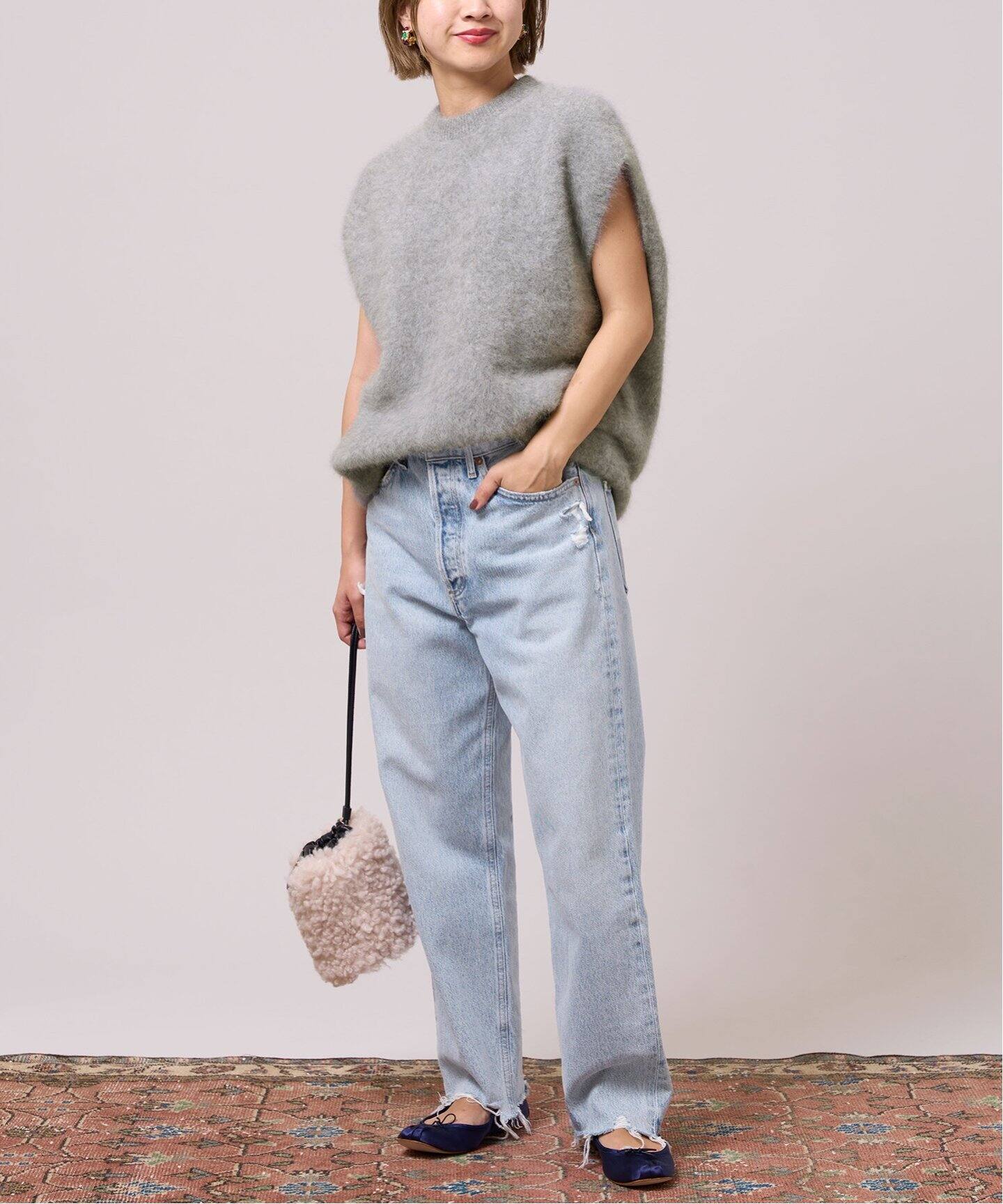 IENA LA BOUCLE ファーニットノースリーブプルオーバー（ニット 