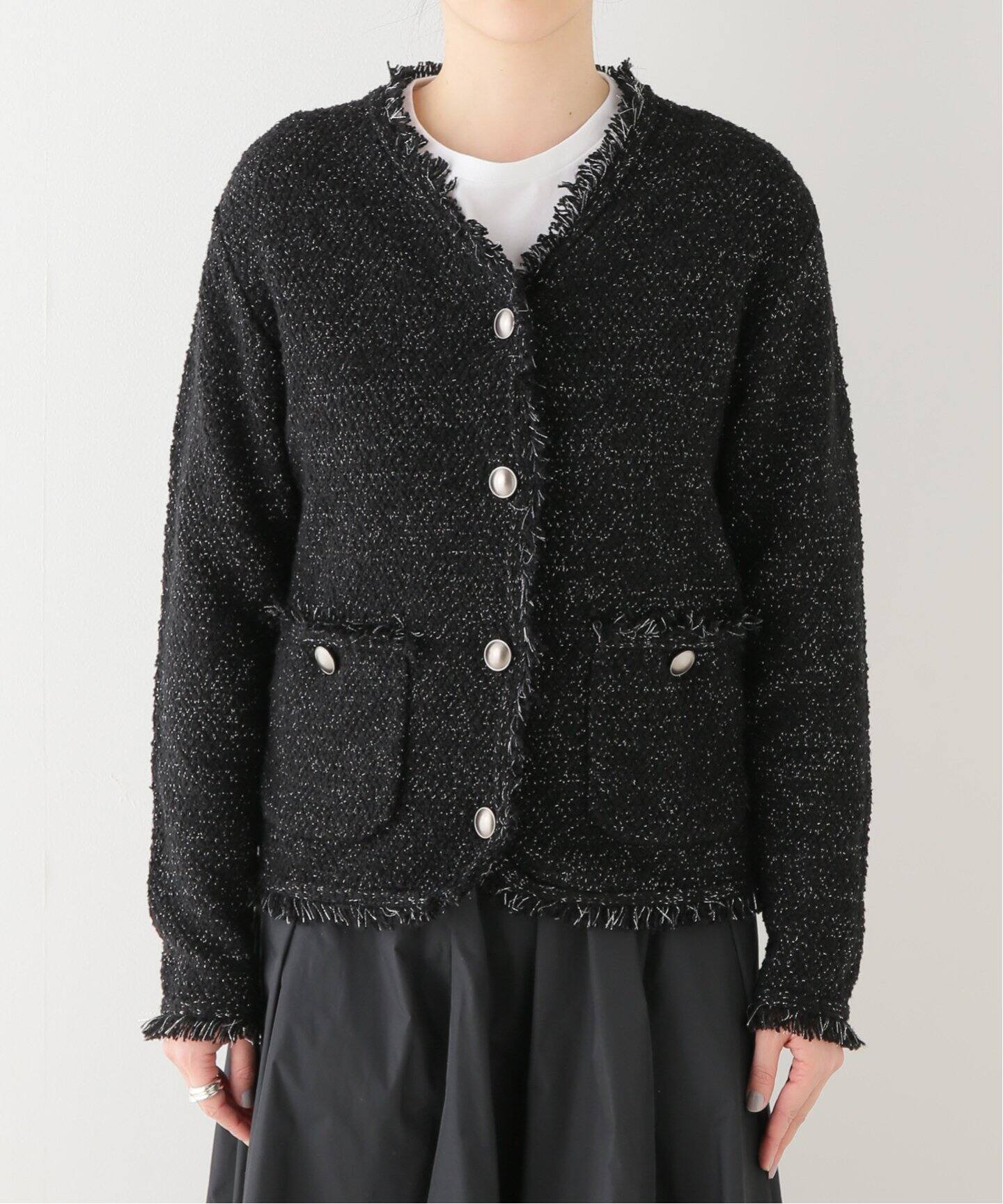 フリンジツイードニットジャケット（ニット／セーター）｜Plage  