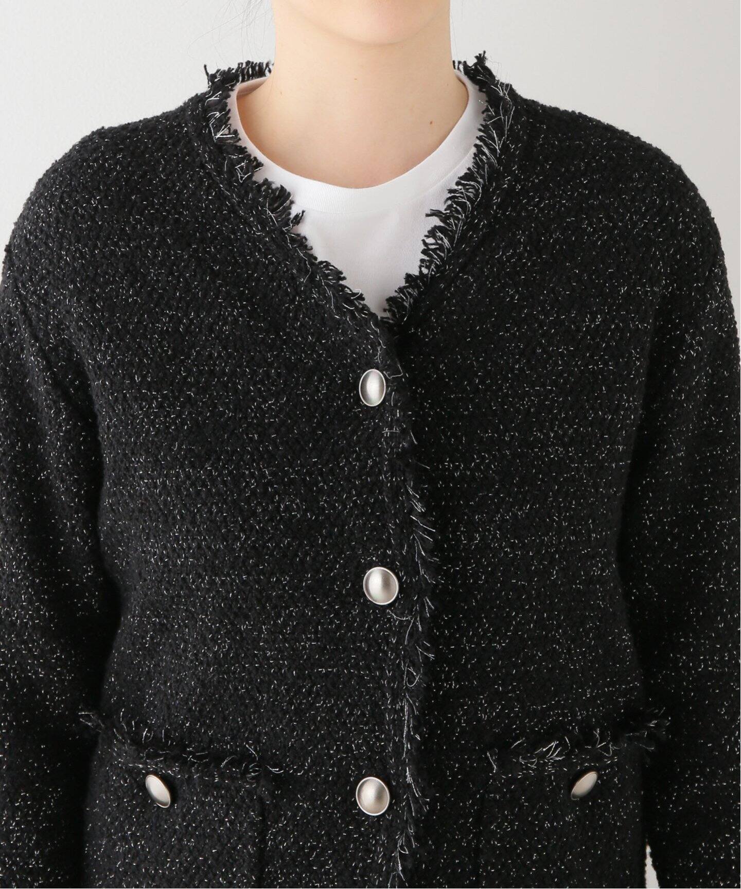 フリンジツイードニットジャケット（ニット／セーター）｜Plage  