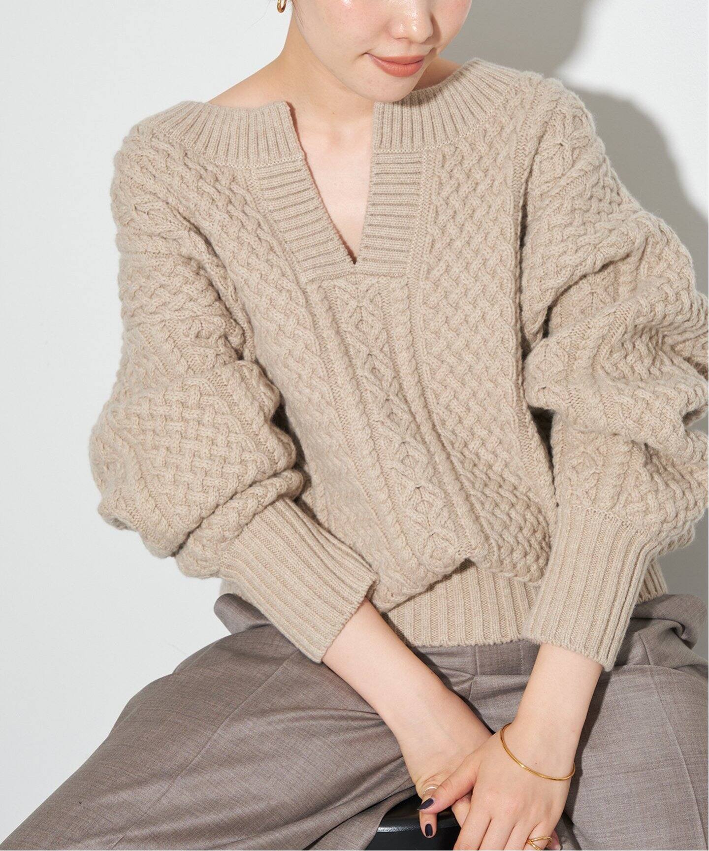 追加》アランショートプルオーバー（ニット／セーター）｜Plage  