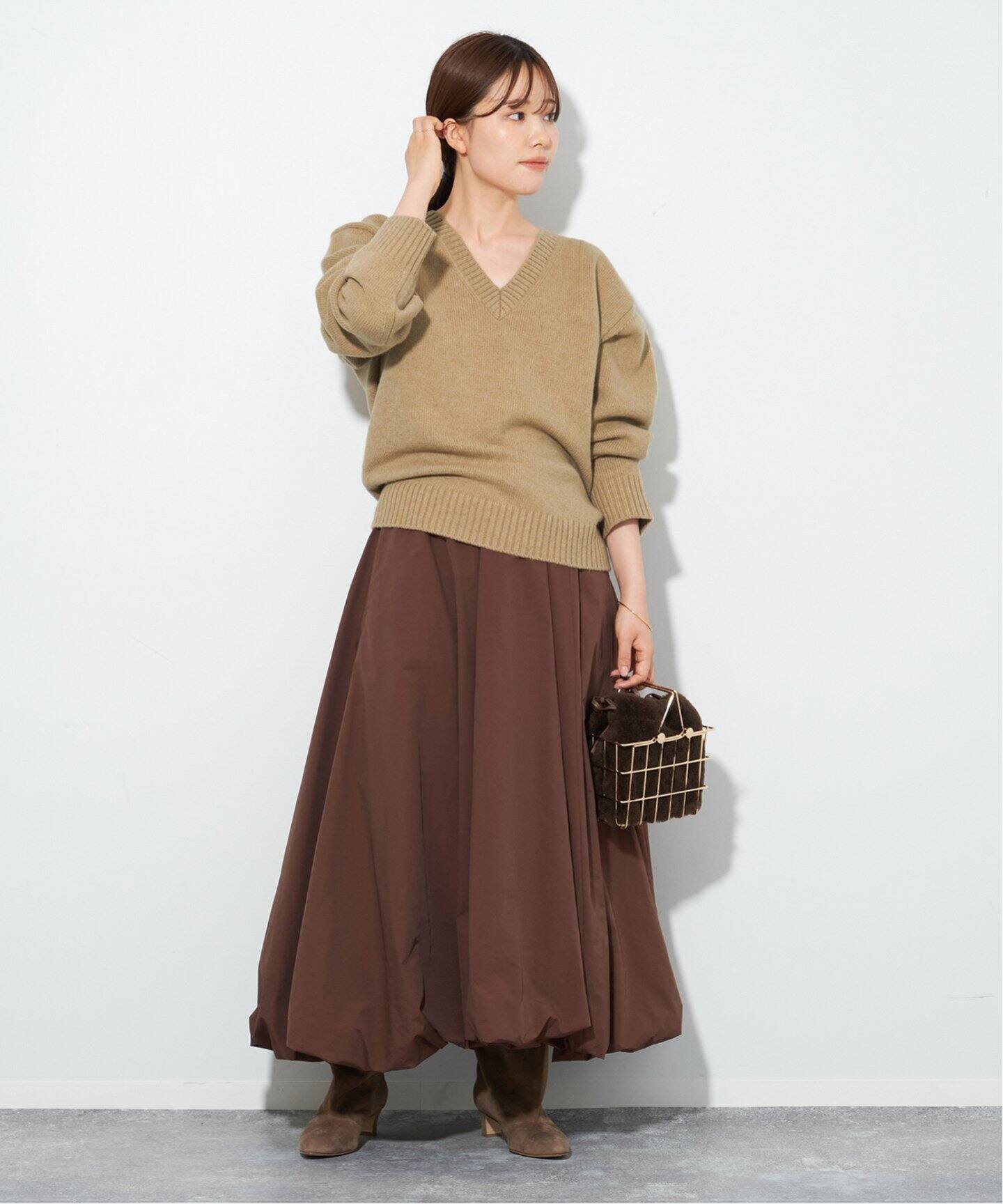 CAMEL WOOL Vネック プルオーバー（ニット／セーター）｜Plage  