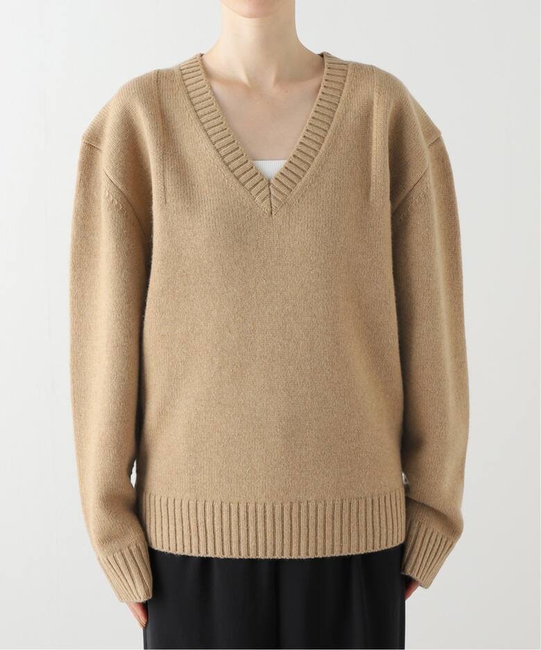 CAMEL WOOL Vネック プルオーバー（ニット／セーター）｜Plage 