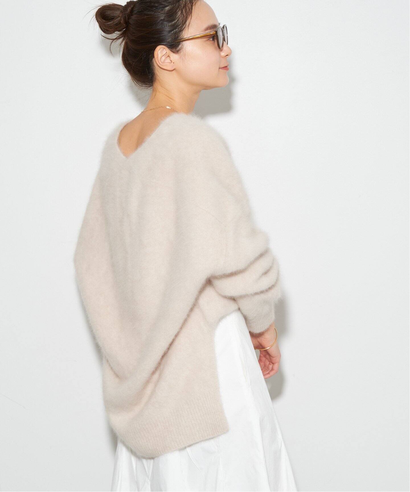 追加》Fur Vスリットプルオーバー（ニット／セーター）｜Plage  