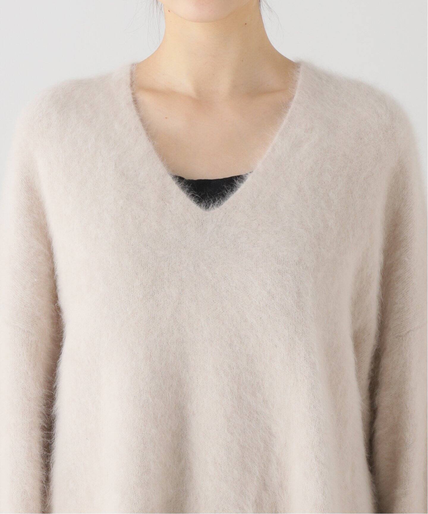 追加》Fur Vスリットプルオーバー（ニット／セーター）｜Plage  