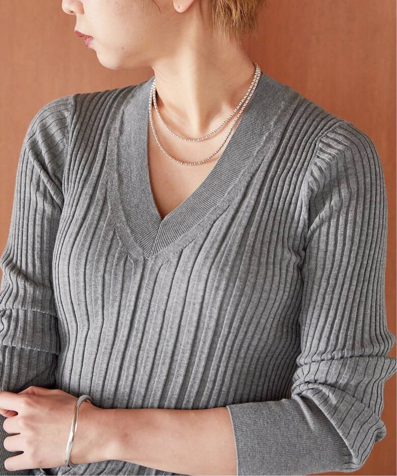 イタリアシ RIB Vネックリブニット（ニット／セーター）｜VERMEIL par  
