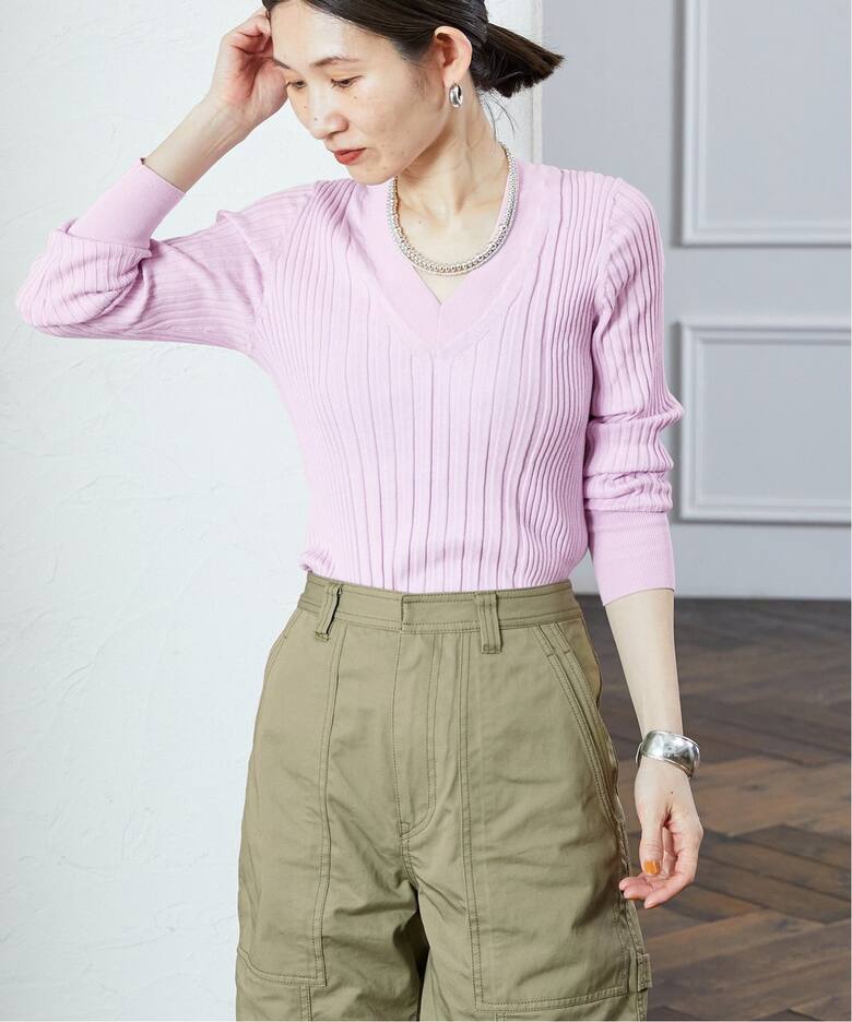 イタリアシ RIB Vネックリブニット（ニット／セーター）｜VERMEIL par  