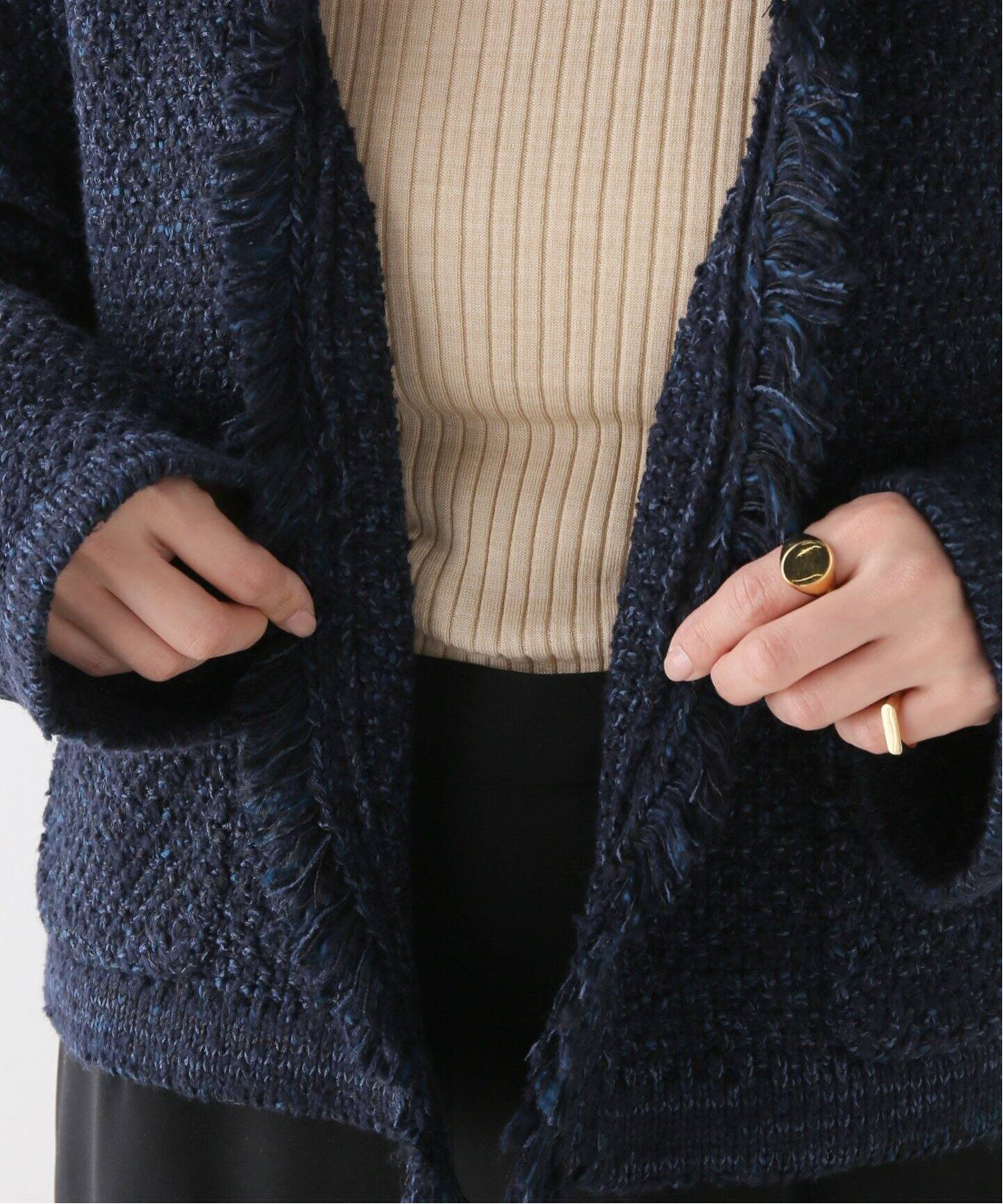 VERMEIL par iena ワッフルバイカラーニットジャケット（セール 