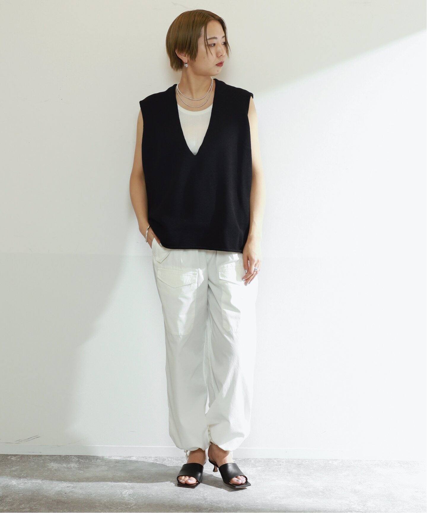 INSCRIRE/アンスクリア】Cotton V Neck No Sleeve Knit（ベスト 