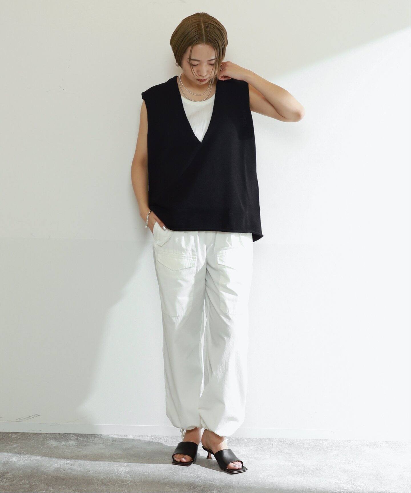 INSCRIRE/アンスクリア】Cotton V Neck No Sleeve Knit（ベスト 