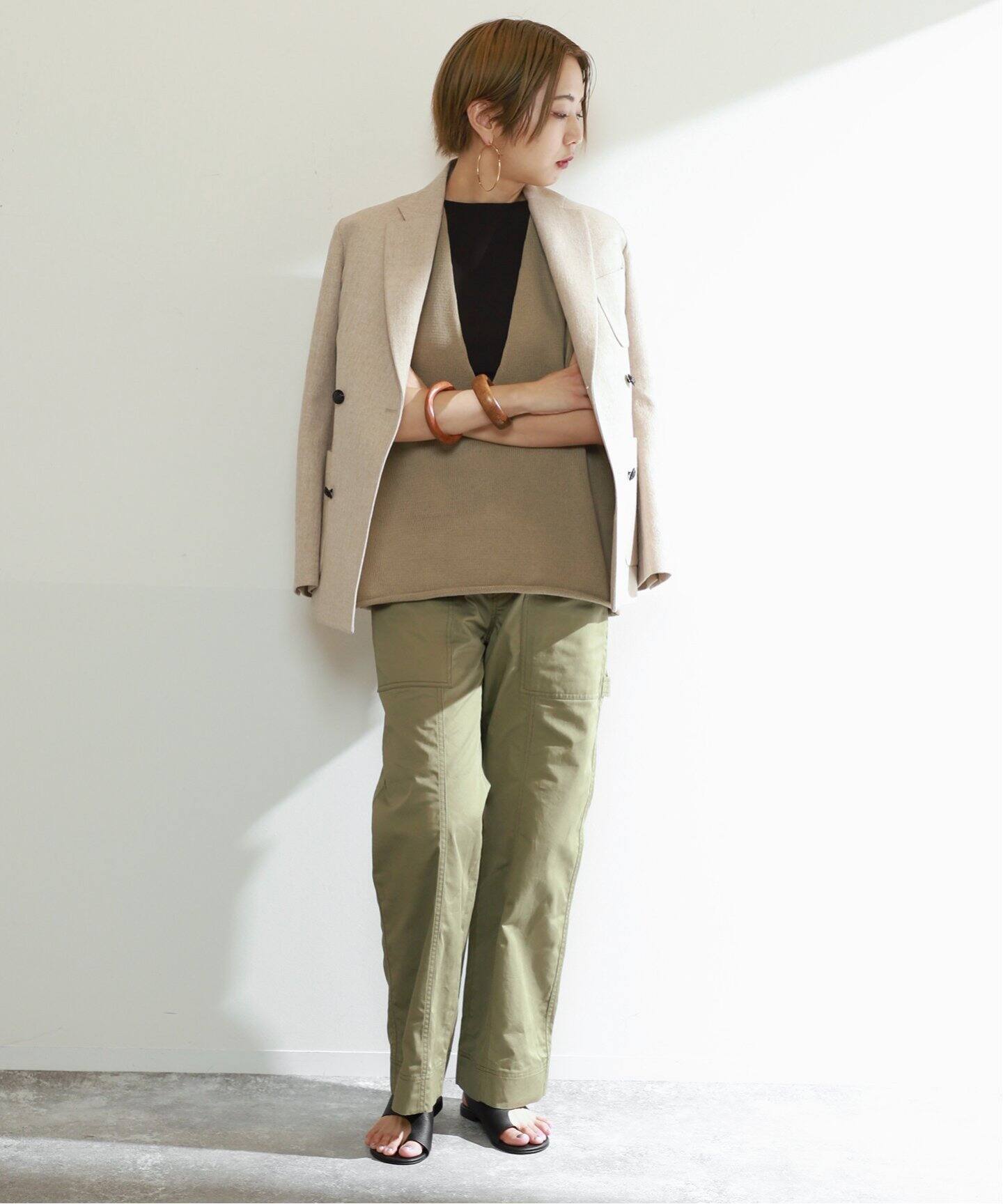 INSCRIRE/アンスクリア】Cotton V Neck No Sleeve Knit（ベスト 