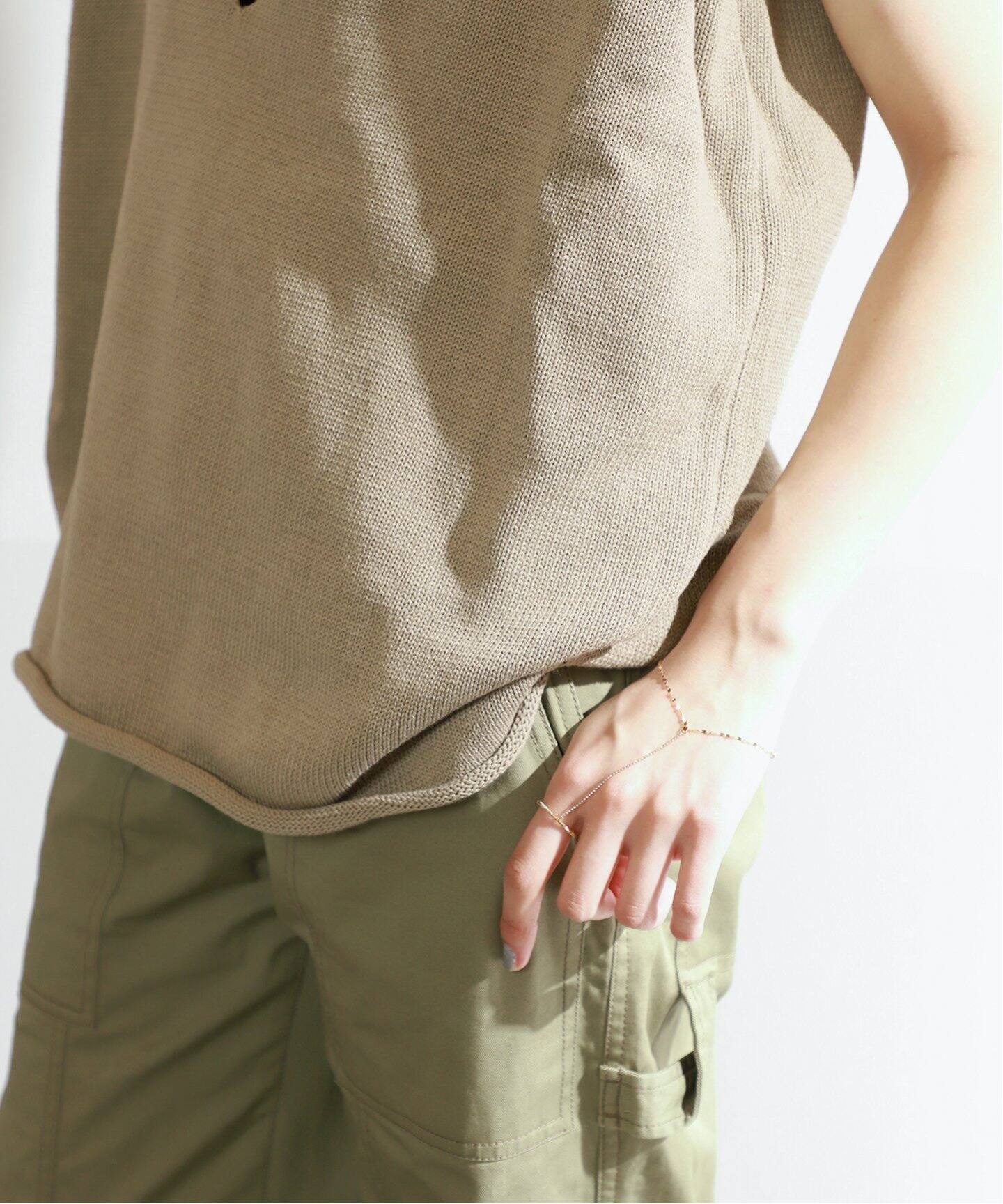 INSCRIRE/アンスクリア】Cotton V Neck No Sleeve Knit（ベスト 