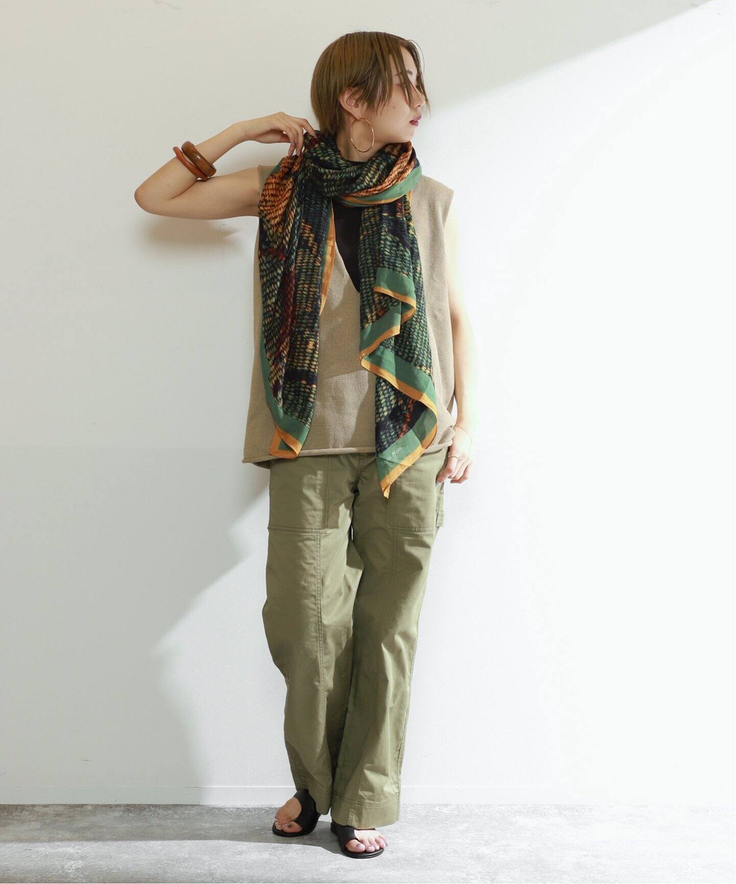 INSCRIRE/アンスクリア】Cotton V Neck No Sleeve Knit（ベスト 