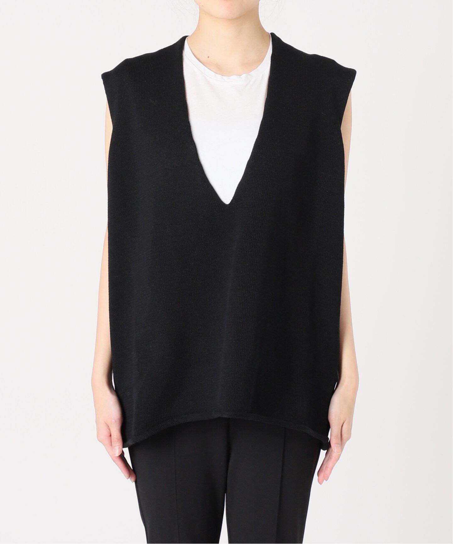 INSCRIRE/アンスクリア】Cotton V Neck No Sleeve Knit（ベスト 